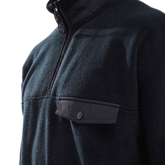 ASOS DESIGN oversized half zip fleece sweatshirt with chest pocket in black XXL - Picture 3 of 4